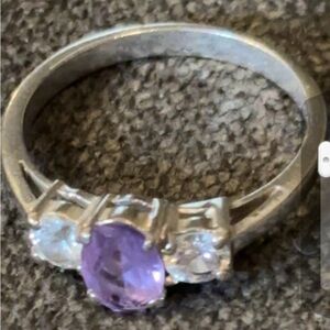 Elegant Silver 925 stamped and Amethyst & CZ Gemstone Ring